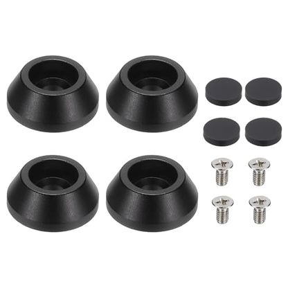 MECCANIXITY 4Pcs Speaker Isolation Pad Feet, 15x6mm Shockproof Aluminum Alloy Vibration Isolation Speaker Shock Base Pad Cone Base with Screws & Rubber Pads for Audio Equipment, Black - color: Black, size: 15x6mm
