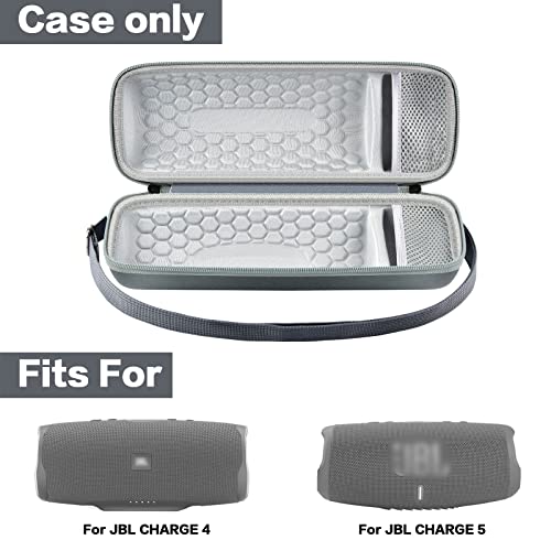 Comecase Hard Travel Case for JBL Charge 4/ Charge 5 Waterproof Bluetooth Speaker. Carrying Storage Bag Fits Charger and USB Cable - Grey+Inside Grey (Case Only) - color: Grey