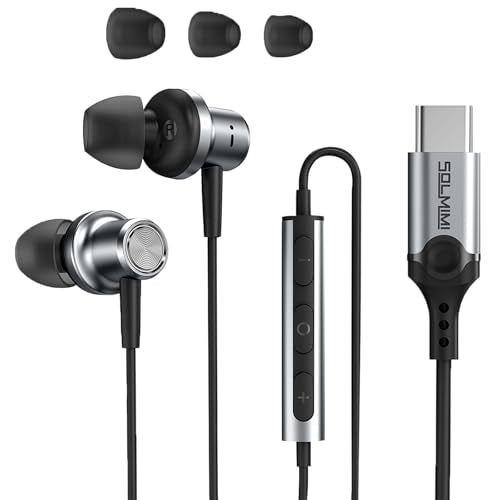 Wired Earbuds USB C with Mic for Samsung iPhone Pixels Mac Tablet PC Ipad - color: Black