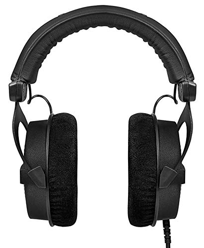 beyerdynamic DT 990 PRO Studio Headphones (80 Ohm, Black) | Open Back, Over Ear, Wired Professional Audiophile, Gaming, Podcast, Mixing, Limited Edition Black Velour Ear Pads - color: Black (Limited Edition), size: 80 OHM
