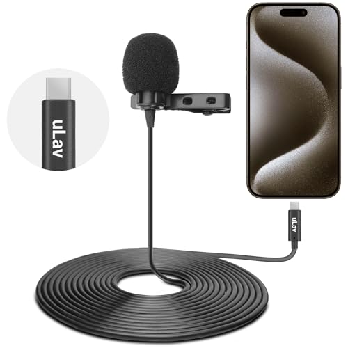 Movo uLav-IP USB-C Wired Omnidirectional Lavalier Clip On Microphone for iPhone 15, Lapel Microphone for YouTube, Vlogging, Interviews - style: Single Lav with 6-foot Cord