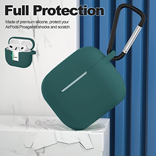 Compatible with AirPods 3 Case, Protective Silicone Cover for AirPods 3rd Generation Case 2021, Wireless Charging - Midnight Green - color: C-Midnight Green