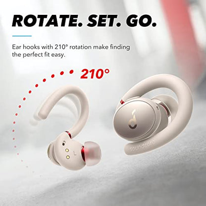 Soundcore Sport X10 True Wireless Bluetooth 5.2 Workout Headphones, Rotatable Ear Hooks, Deep Bass, IPX7 Waterproof, Sweatproof, 32H Play, Sport Earbuds, Gym, Running (Renewed)