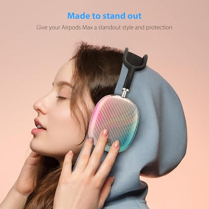 Carbon Fiber Texture Case Cover for AirPods Max Headphone, TPU Anti-Scratch Ear Cup Cover, Protective Skin Accessories for Apple AirPods Max(2024/2020) - Blue - color: Blue