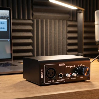 RO03 Mic Preamp,2026 Upgraded, 66db Gain, 120db EIN Ultra Low Noise, for Dynamic & Condenser & Ribbon Microphone & Instrument,with XLR/TRS/TS Line Out, Type C Power Input