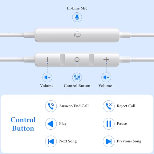 ACANDYA MFi-Certified Wired Headphones for Apple iPhone 14 13 Pro XR Silver | Lighting Earbuds for iPhone 12 Pro 11 XS Max XS SE 7 8 Plus Earphones Built-in Microphone Volume Control Magnetic Headsets - color: Silver