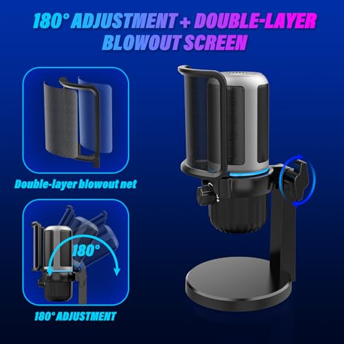 USB Microphone for PC, Computer Microphone for Gaming and Podcast, Gaming Mic with Noise Cancellation(JV908)