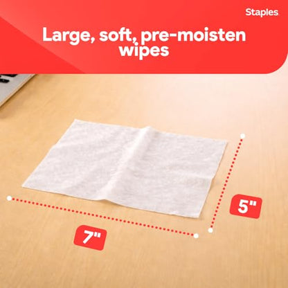 Staples Screen Cleaning Wipes, 100 Per Tub, 2-Pack | Safe for monitors, laptops, and electronics. Removes dust, smudges, and grime. - size: 100 Count (Pack of 2)