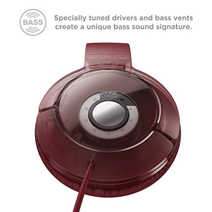 TCL Mtro200 On-Ear Wired Headphones Super Light Weight Headphones with 32mm Drivers for Huge Bass and Built-in Mic – Burgundy Crush - color: Burgundy Crush