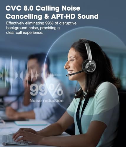 Wireless Headset with Microphone, 2025 New V5.3 Headset with USB Dongle, Computer Headphones QCC3034 CVC8.0 Noise Cancelling Technology & 30H Worktime, Mute Button for Home Office Skype