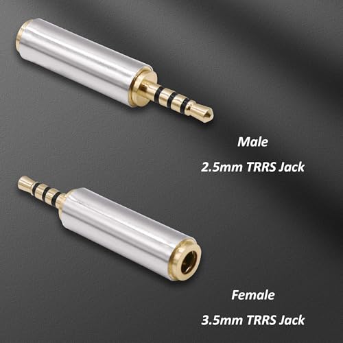 2.5mm to 3.5mmm TRRS Audio Adapter Connector 4pcs | 4Pole 2.5mm Male to 3.5mm Female Stereo Converter,for Mic Phones Headphone Tablets