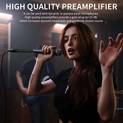 M1 In-line Microphone Pream, Mic Booster Preamplifier with 28dB Gain for Dynamic and Passive Ribbon Microphones (Black)