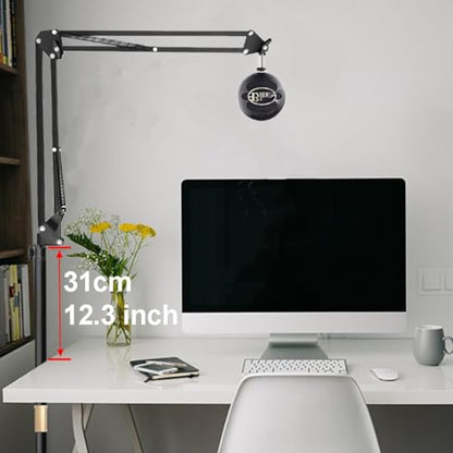 Microphone Floor Stand for Blue Yeti, Nano, Snowball, HyperX,Razer,Logitech USB and Condenser Mic,Adjustable Boom Arm Stand with 1/4'' Thread and 3/8" 5/8" Adapter, Pop Filter, Mic Clip, Cable Ties