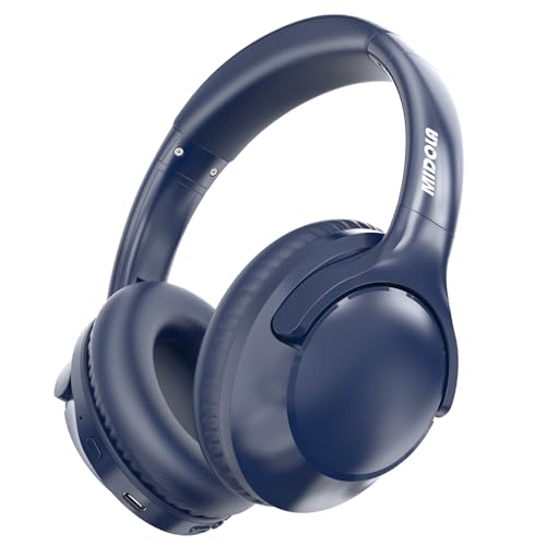Bluetooth Headphones Wireless 68H with Mic,Decent Sound-Acceptable Blue | Adjustable Headband Foldable Over-Ear Lightweight for Office/Travel/Tablet/iPad/Laptop,HD Stereo Sound,Aux 3.5mm,D-Blue - color: Blue