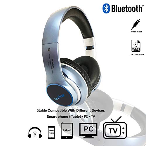 Bluetooth Wireless Headphones, Over Ear LED Light Up Headset with Mic,Hi-Fi Stereo Foldable Wireless/Wired,Micro SD/TF, FM for Adult Teen Kid for Phone/Samsung/Pad/PC/Kindle/Laptop/TV(Blue) - color: Blue