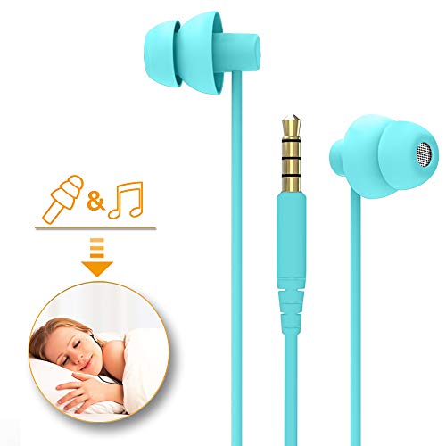 MAXROCK Sleep Earbuds,Ultra Soft Lightweight Sleep Earphones Headphones with Volume Control and Mic for Insomnia, Side Sleeper, Snoring, Air Travel, Meditation & Relaxation (Acid Blue) - color: acid blue