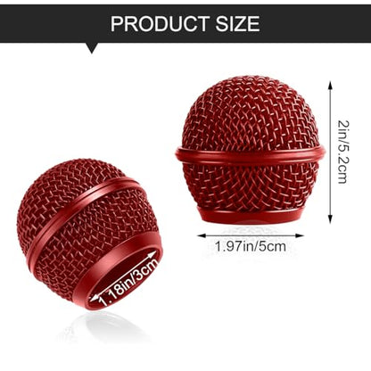 Microphone Head Replace, Steel Mesh Mic Grille Heads, Grille Mic Ball Replacement with Inner Foam, Fits for SM58, SM58S, SM58LC, BETA58 Windscreen Cover (Red, 1 pcs) - color: Red, size: 1 pcs