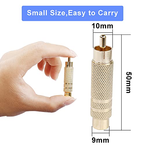RCA to 1/4 Inch Adapter, Gold Plated RCA Male Plug to 6.35mm 1/4 Inch TS Female Audio Converter for Amplifiers, Speaker and More(2 Pack)