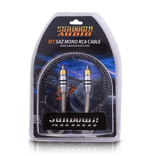 Sundown Audio RCA-SAZ1CH3 Premium Mono RCA Signal Cable – 3ft Twisted Pair, Dual Shielded OFC Copper with Braided Foil, High-Grip Connectors for Noise-Free Car Audio - size: 3 Feet