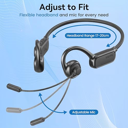 Open Ear Headphones with Mic,20H Bluetooth Headset with Microphone,5.4 Bluetooth Headphones with Noise Cancelling Mic,IPX5 Wireless Headset with Mic for Work,Zoom,Workout, Driving, Call