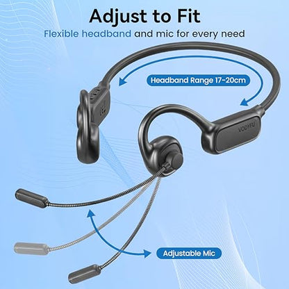 Open Ear Headphones with Mic,20H Bluetooth Headset with Microphone,5.4 Bluetooth Headphones with Noise Cancelling Mic,IPX5 Wireless Headset with Mic for Work,Zoom,Workout, Driving, Call