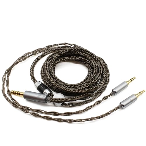 Youkamoo 4.4mm Cable Compatible with Hifiman HE4XX, HE-400i Headphones 8 Core Braided Silver Plated Replacement Audio Upgrade Cable (4.4mm to Dual 3.5mm Male Version) - size: 6 Feet