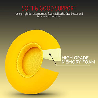 Krone Kalpasmos Earpad Replacement for Beats Solo 2 & 3 Wireless/Wired Headphone, Ear Cushion Premium Protein Leather Memory Foam with Kits, Superb Comfortable Easy to Install – Yellow - color: Club Yellow