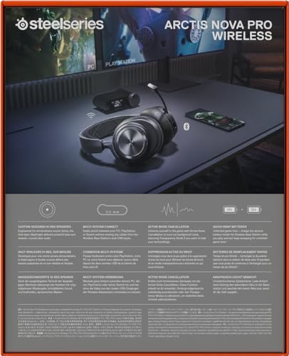 SteelSeries Arctis Nova Pro Wireless Multi-System Gaming Headset — Neodymium Magnetic Drivers — Active Noise Cancellation — 2 Battery System — ClearCast Gen 2 Mic — PC, PS5, PS4, Switch, Mobile - color: Black, style: PC