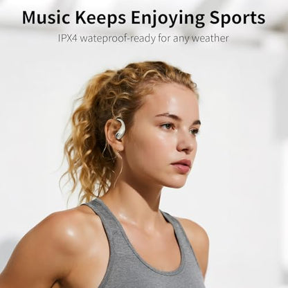 Wireless Earbuds Bluetooth Headphones,Lightweight Earbuds with Ear Hooks,Bluetooth5.4 Wireless Earphones,25H Playtime, IPX4 Waterproof Running Headphones for Gym(Naked White) - color: naked white