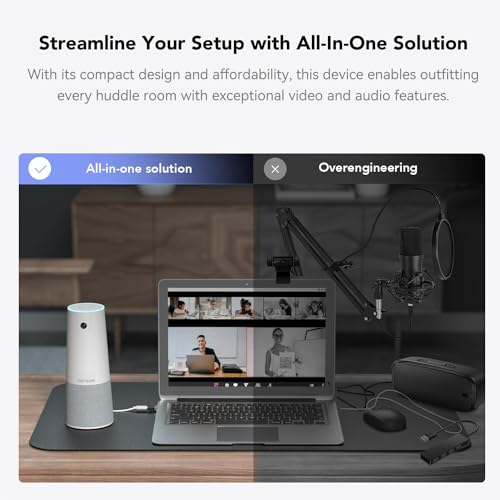 NUROUM C20 HD Video Conference Webcam with Microphone and Speaker | 4 Noise Cancelling MEMS Mics, 2MP CMOS Sensor, 100° FOV, 13ft Voice Pickup, Plug and Play, Broad Compatibility