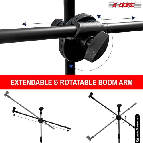 5 Core Tripod Mic Stand Floor Adjustable Sturdy Boom Arm Holder Microphone Stands Pedestal Para Microfono for Singing (Double Mic Stand) - style: Double Mic Stand