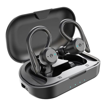 APEKX Bluetooth Headphones True Wireless Earbuds with Charging Case IPX7 Waterproof Stereo Sound Earphones Built-in Mic in-Ear Headsets Deep Bass for Sport Running Black | Secure Sport Ear Buds with Ear Hooks & Charging Case, 40H Playtime Stereo Sound for