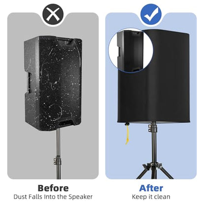 10 Inch PA/DJ Speaker Cover for Powered Speaker Mounted on Stand, 2 Pack Outdoor Speaker Cover 600D Thick Oxford Fabric Waterproof UV Protection Dustproof(Black) - size: 10 Inch