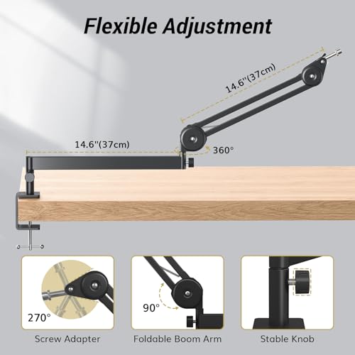TONOR Microphone Boom Arm, Low Profile Mic Arm - color: Black, style: Invisible Spring