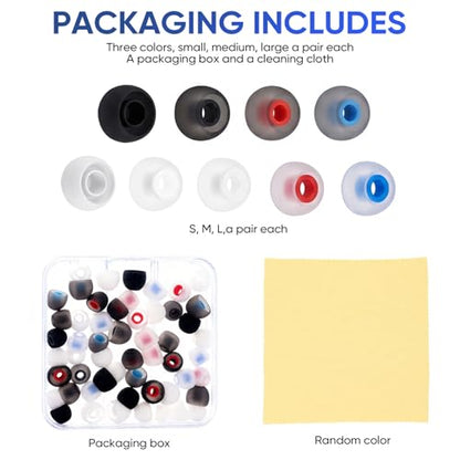 54Pcs Silicone Earbud Replacement Tips, S/M/L Ear Bud Tips, Rubber Earbud Covers Compatible with Most Earphones (Inner Hole 3.8mm-5.1mm)