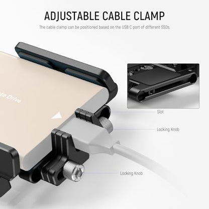 NEEWER Mount Bracket SSD Holder with Cold Shoe Cable Clamp, UA035 | 1.6"-2.6" Compatible with Samsung T5 T7 Sandisk SSD SmallRig BMPCC 4K 6K Cage iPhone 17 16 15 Pro Max Phone Cage - style: UA035