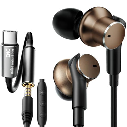 Dynamic Balanced Deep Bass Wired Headphones-Call Noise cancelling Earbuds | Dual-Driver Bass Boost ear bud Wired, In-Ear Noise Isolation-Clear Call and High-Resolution Audio,Noise Cancellation