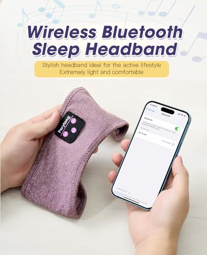 Perytong Bluetooth Headband with Wireless Sleeping Earbuds for Side Sleepers, Workout, Running, Insomnia, Travel, Yoga - color: PureViolet