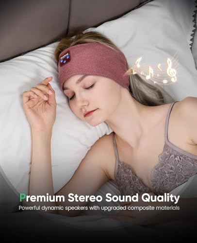 Perytong Sleep Headphones Wireless, Bluetooth Sports Headband Headphones with Ultra-Thin HD Stereo Speakers Perfect for Sleeping,Workout,Jogging,Yoga,Insomnia, Air Travel, Meditation (Brick-Red) - color: Brick Red