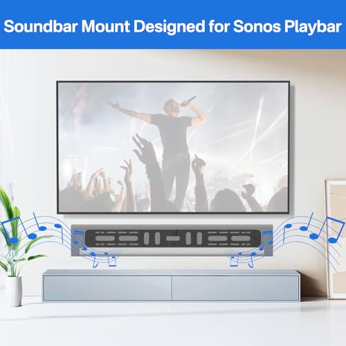 notiela Heavy-Duty Soundbar Wall Mount for Sonos Playbar Wall Mount Bracket for Space Saving - Durable Metal Mounting Bracket for Sonos Playbar Mount Under or Above TV Easy to Install - style: Heavy-duty Mount for Sonos Playbar