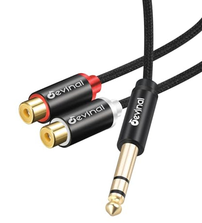 6.35 mm to 2RCA Cable, 1/4 inch TRS to 2 RCA Female Splitter Stereo Audio Adapter Cable, 1 Feet - color: 6.35mm to Female Dual RCA