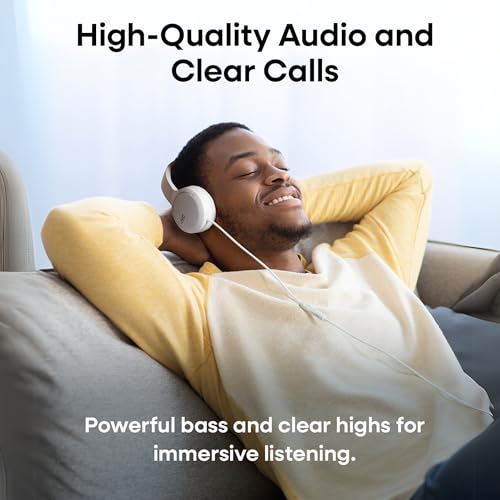 JVC USB-C Wired On-Ear Headphones with Mic – Comfortable All-Day Wear, Clear Calls, Rich Sound – Foldable & Lightweight – Tangle-Free Single-Sided Cable – Great for Gaming & Work from Home - color: White