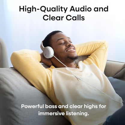 JVC USB-C Wired On-Ear Headphones with Mic – Comfortable All-Day Wear, Clear Calls, Rich Sound – Foldable & Lightweight – Tangle-Free Single-Sided Cable – Great for Gaming & Work from Home - color: White