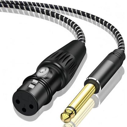 XLR to 1/4 Inch (6.35mm) TS Mono Jack Microphone Cable, 6.6FT Unbalanced 3 Pin XLR Female to Quarter inch TS Male Mic Cord for Dynamic Microphone Guitar Mixer - size: 6.6Feet, style: XLR Female to 1/4 Inch TS Cable