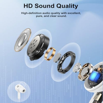 USB C Headphones for iPhone 17 16 15 Pro Max USB C Wired Earbuds with Mic | 2 Pack Type C Earphones Remote Control & Noise Isolating Wired Headphones for iPhone 17 16 15 iPad Samsung Galaxy S25 S24