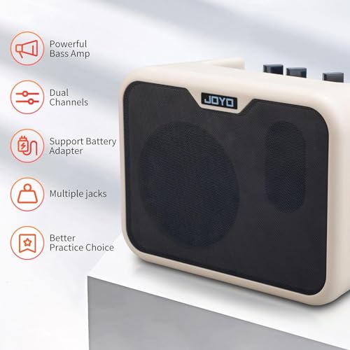 SUNYIN Bass AMP Combo Portable 10W Bass Amplifier with 10ft Guitar Cable MA-10B Dual Channel Mini Bass Amplifier Practice Bass Indoor