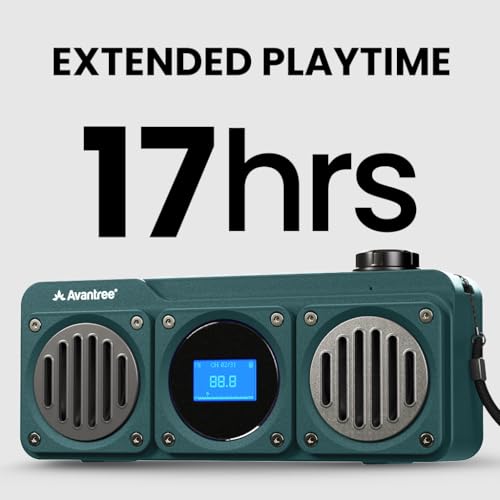 Avantree BoomByte - Portable FM Radio & Bluetooth Speaker with Stereo Sound | Long Rechargeable Playtime, Micro SD Card & USB Audio Input, MP3 Player, Metal Finish, Easy to Use, Blue - color: Blue