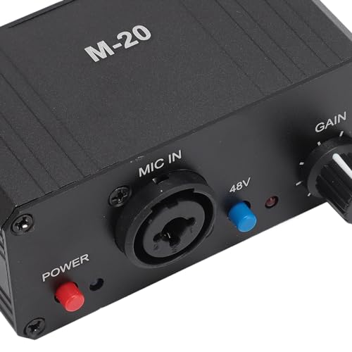Mic Preamp, High Gain 48V Power XLR Output Mic Preamplifier, Microphone Preamp for Dynamic and Condenser Microphones Booster
