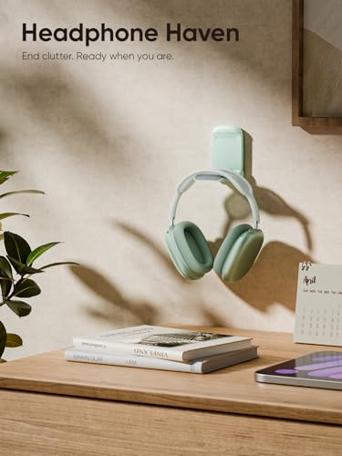 MAMUVIMO Headphone Stand, 2 Pack Headset Stand Foldable＆Sticky, Headphone Holder Hook Mount with Non-Slip Silicone, Adhesive Earphone Desk Hanger Clip Space-Saving for Airpods Max, All Earphones-Green - color: Green, size: 2 Pack