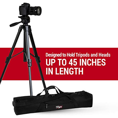VidPro TC-45 Tripod Carrying Case - Heavy Duty Nylon Bag with Shoulder Straps and Handles - Compact Case with Full Length Zippered Closure Plus External Pocket Fits Tripod with Head up to 45 Inches - size: 45" Long